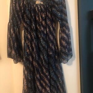 Elegant Blue and Black Women's Dress